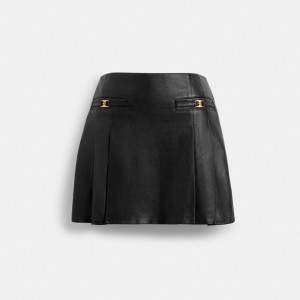 Coach Heritage C Leather Mini Skirt Siyah | COH866029