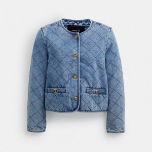 Coach Heritage C Quilted Denim Jacket In Organic Cotton Mavi | COH865920