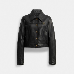 Coach Heritage C Snap Front Shrunken Jacket Siyah | COH865925