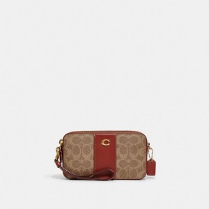 Coach Kira Crossbody Bag In Colorblock Signature Canvas Kahverengi Kırmızı | COH865637