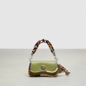 Coach Mini Wavy Dinky Bag With Colorful Binding In Upcrafted Leather Zeytin Yeşili Yeşil Renkli | COH865372