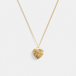 Coach Vintage Heart Pendant Necklace Altın | COH866174