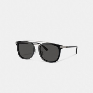 Coach Wrap Around Hangtag Browbar Sunglasses Siyah | COH867058